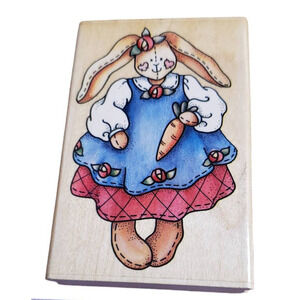 Rubber Stampede Patchwork Easter Rabbit Doll A1314F Wood Mounted Rubber Stamp